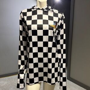 Indianapolis Motor Speedway Checkered Black and White polyester pullover w/ hood